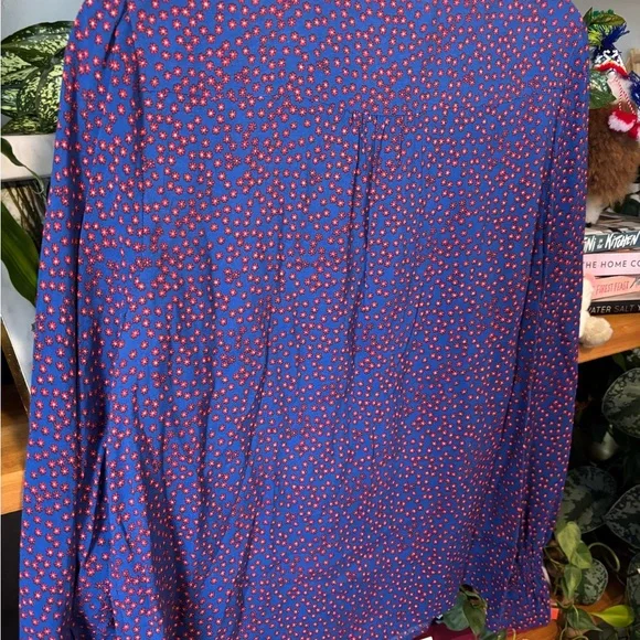 Boden Melissa Ruffle Neck Blouse, Riviera Blue | Size 10 - Picture 5 of 5